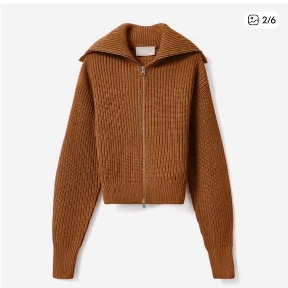 NEW Everlane Women Organic Cotton Full Zip Cardigan Brown Medium - Picture 4 of 12
